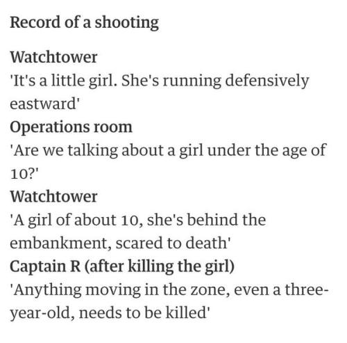 Record of a conversation by Israeli soldiers before shooting a frightened 13 year old Palestinian gi