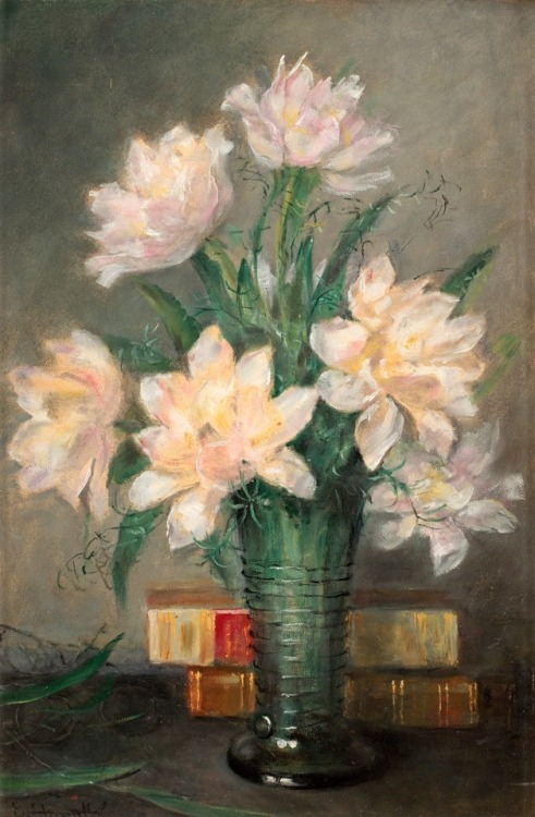 Still Life  with Flowers  -   Emma Ekwall Swedish, 1838-1925Oil on panel, 53 x 36 cm. (20.9 x 14.2 i