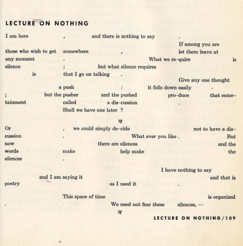   John Cage, Lecture on nothing, 1959  