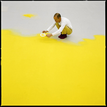 paddle8:  Wolfgang Laib sifting hazelnut pollen, 1992.  Read about Laib’s upcoming