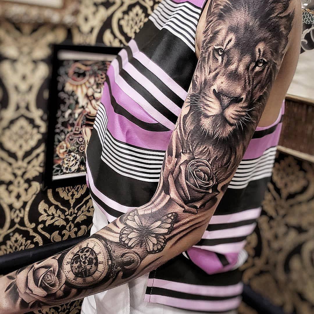 Tattoos Png  Forearm Lion Clock Tattoo Transparent Png  Transparent Png  Image  PNGitem