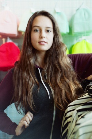americanapparel:  Lea wearing the Unisex Flex Fleece Zip Hoodie at the American Apparel
