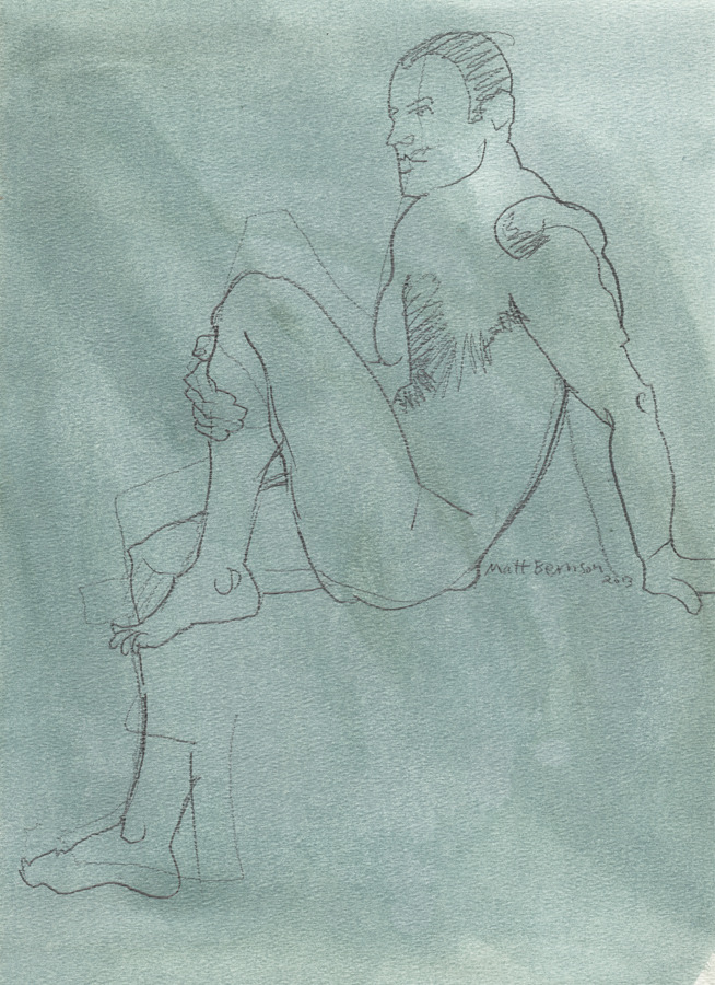 11x14&quot; ink/watercolor/graphite on paper. Model: Tom Art by Matt Bernson