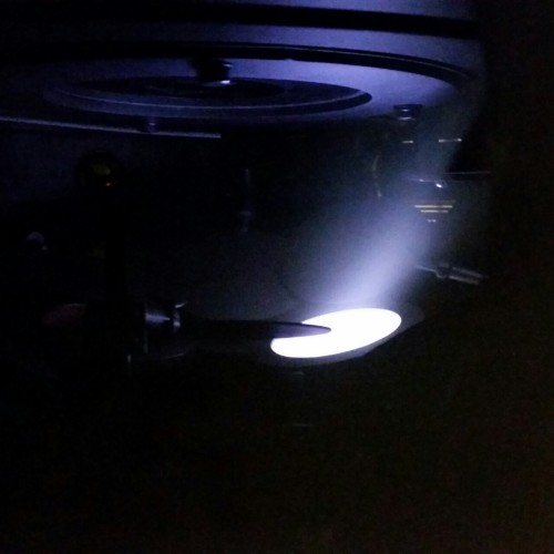 Platinum plasma in our sputter system.  Plasma is the fourth state of matter (in addition to so