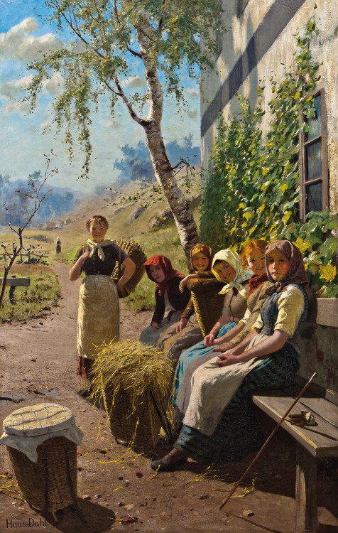 A break in the haymaking (x)Hans Dahl (1849-1937) 