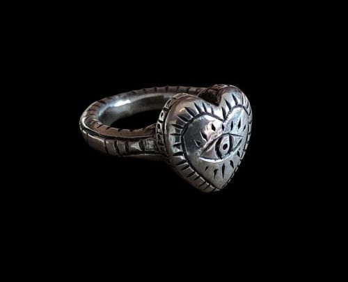 -Pure Heart ring- *Commission piece not for sale* Forged on the anvil from pure 999 silver. Engravin