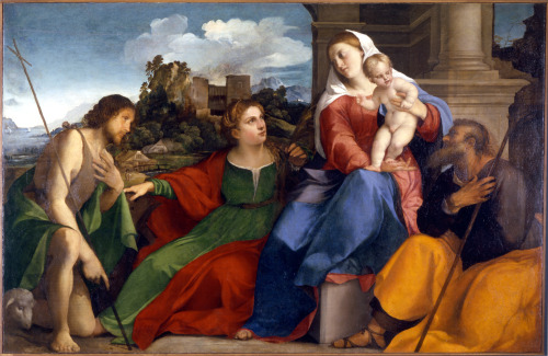 Holy Family with Saints John the Baptist and Catherine of Alexandria, by Jacopo Palma il Vecchio, Ga