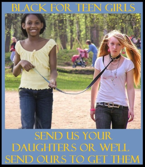 whitedomesticslaveforblacks:The younger us whites are put on leashes by Young Black Girls the younge