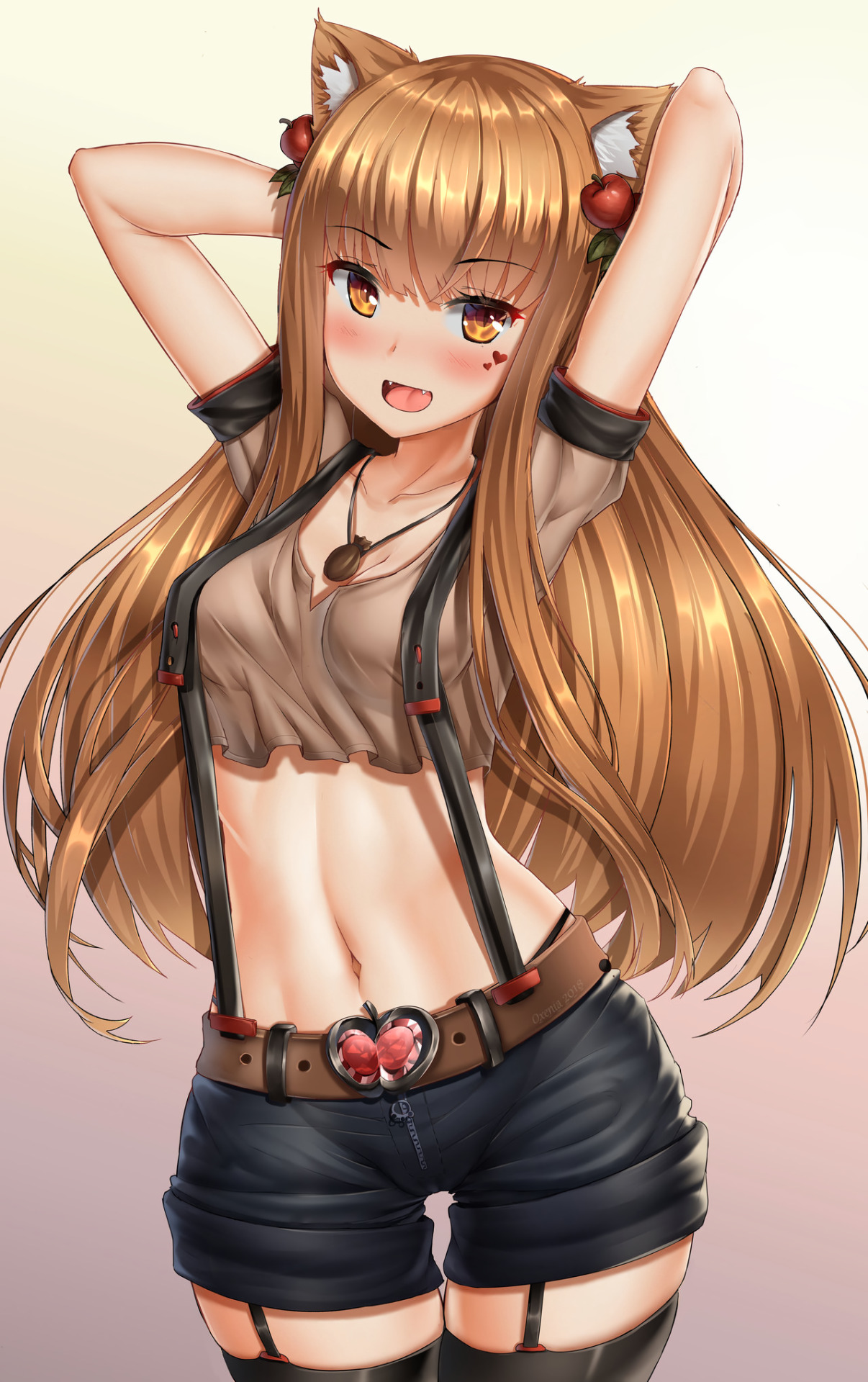 rarts:    Cute wolf girl Holo: Spice &amp; Wolf anime fanart   [Artist: Oxenia 