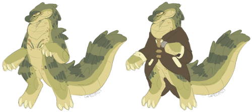two side characters in fots !! a crocodile named gavin and a grizzly bear named clover.gavin is a re