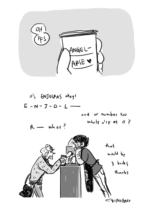 apitnobaka:‘you are this annoying barista who purposely writes my name wrong’ au