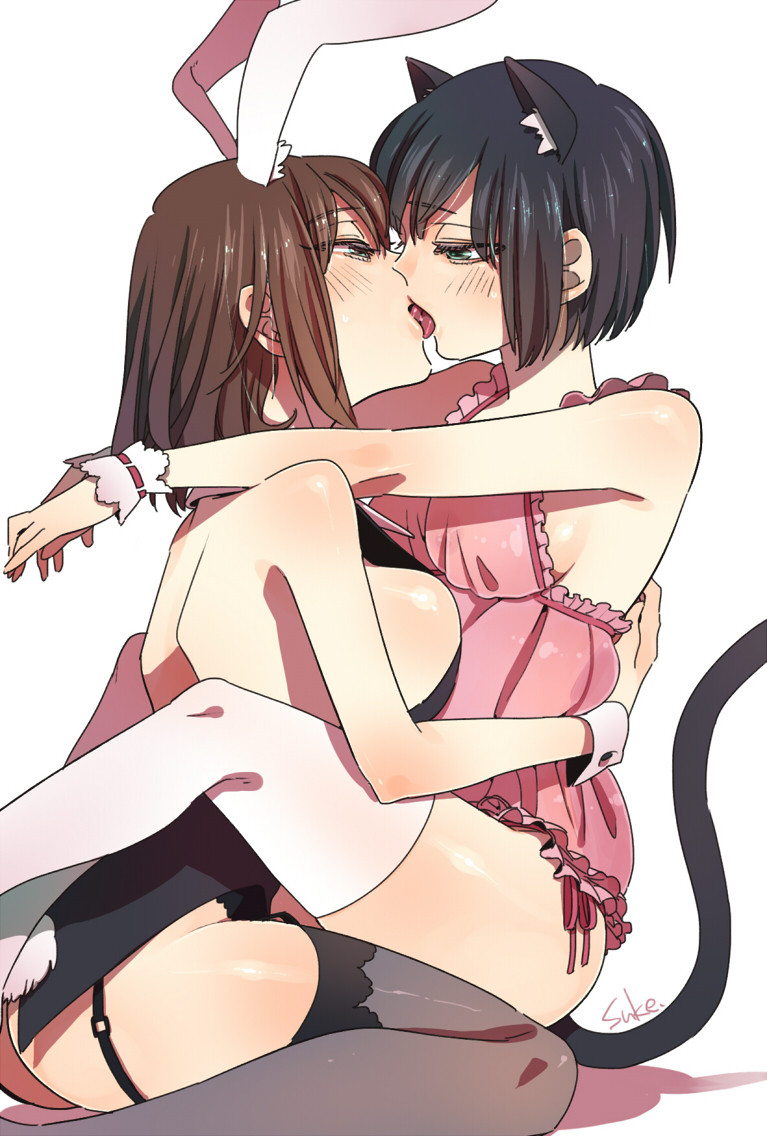 yurisalad:  catgirl yuri request follow my catgirl blog at http://nekosalad.tumblr.com