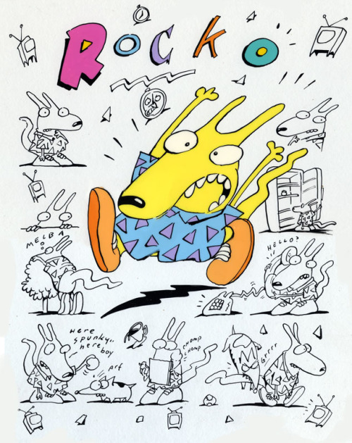 nicocolaleo:  Found some really awesome and REALLY EARLY concept artworks for Rocko’s Modern Life! Especially interesting in the first image: Early Heffer design, random rhino guy, and originally planned for Rocko’s little sister to be a major character.