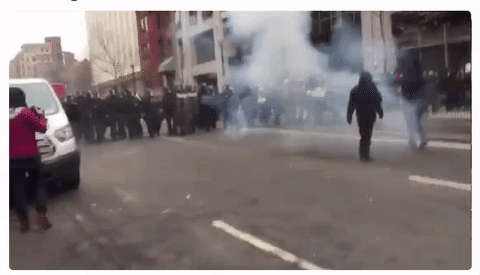 micdotcom:  Police, protesters violently clash ahead of inauguration parade Tear