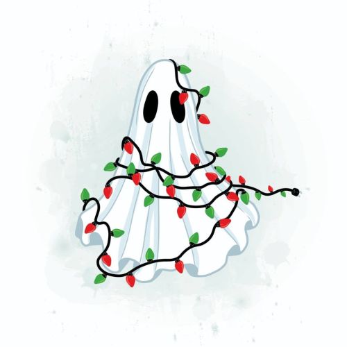 halloweenatdusk: christmas ghost art by flukelady