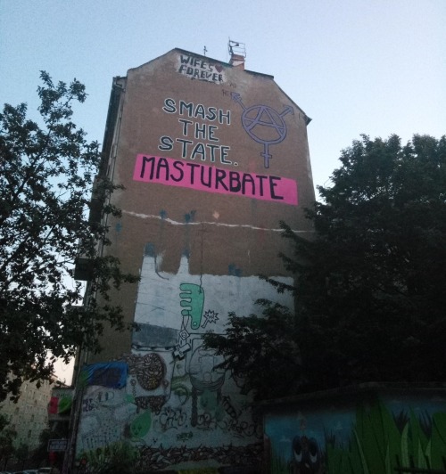 “Smash the State. Masturbate”Anarchist mural in Berlin on Liebig 34 an anarcha-queer-feminist house 