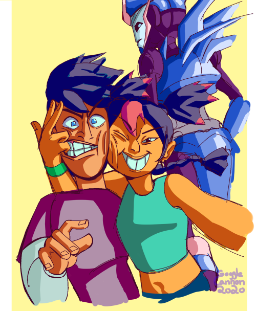 Jack and Miko spending the day out with Arcee! They’re probably scouting for energon or something.