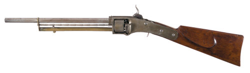 Lindner Revolving Rifle,Made in 1857, this complex and unique rifle was patented by Edward Lindner. 