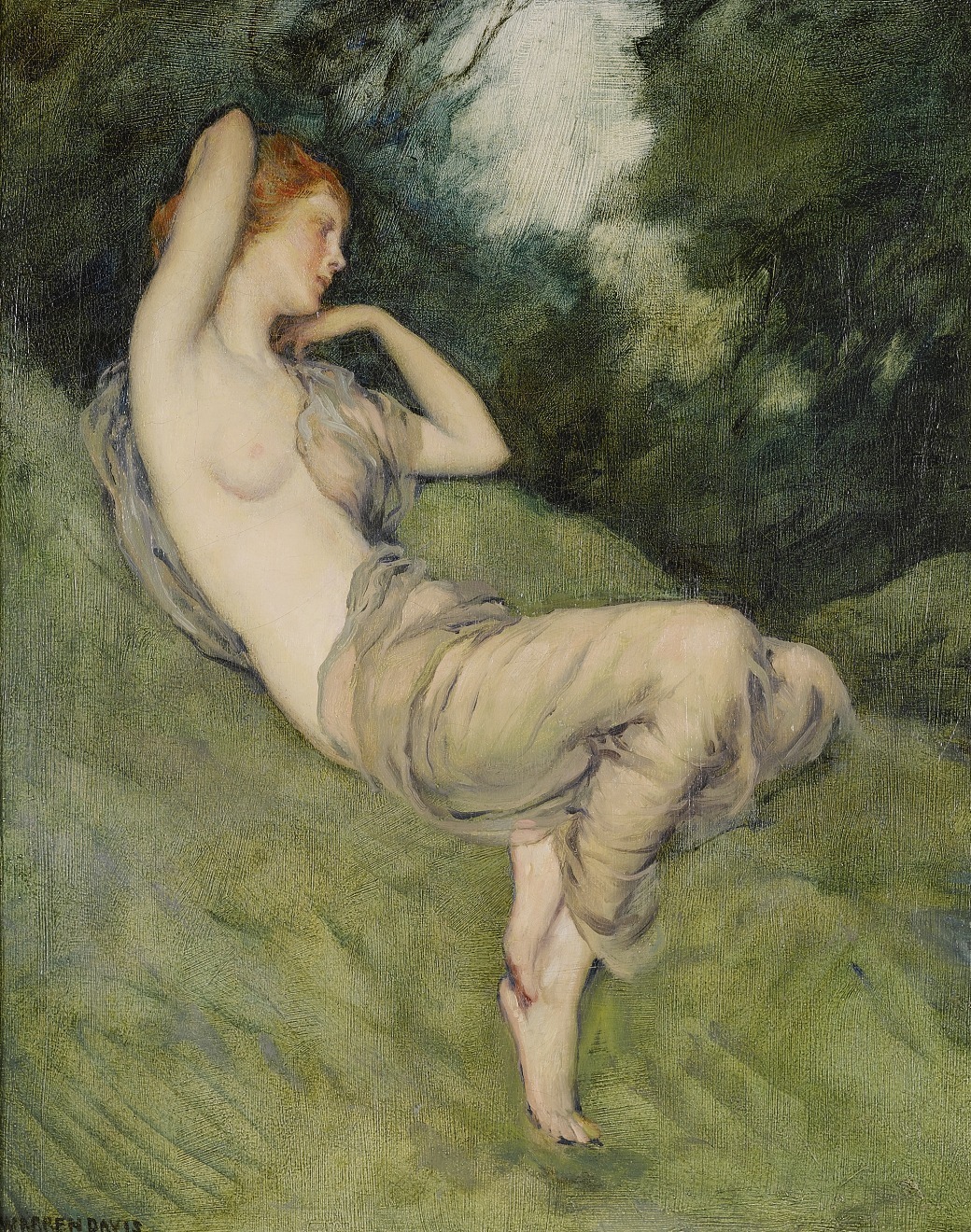 satyrsandnymphs:  Warren B. Davis - Nymph of the Glen 