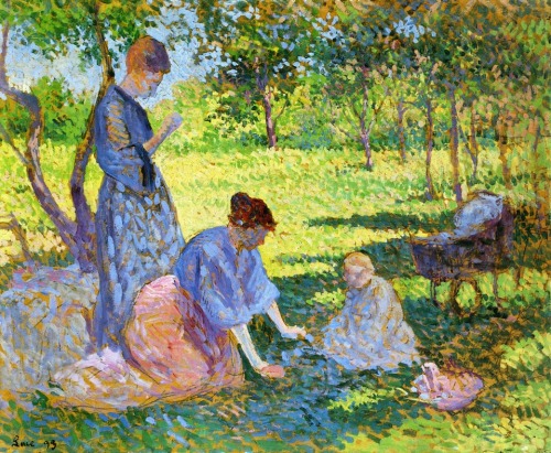 Poissy, Women in a Garden, Maximilien Luce 