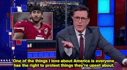 micdotcom:  Watch: Colbert reveals the real reason the anthem is played at games — and gets in a great Trump drag.  