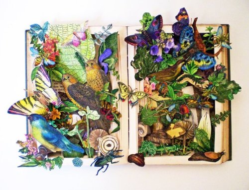 indigodreams:Adele Moreau who makes these gorgeous sculptures out of vintage encyclopedias, science 