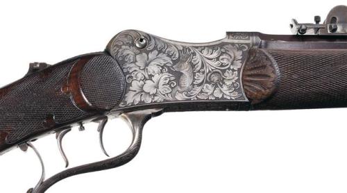Engraved martini style German schuetzen rifle, late 19th century.from Rock Island Auctions