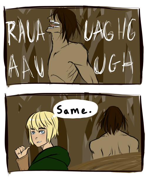 bokunoarmin - AU in which the 104th says “same” ironically.