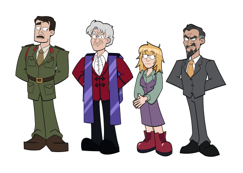 blufruity:The Third Doctor Era was a surprise fav!Want these as Stickers? Find them on my Redbubble!