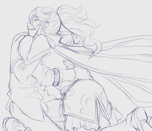 sexuallyfrustratedshark:  Mikleo and Sorey post-ending sketch. I do plan to color it and I also have another sketch that goes with it, but it’s my bed time rn.Good night :)