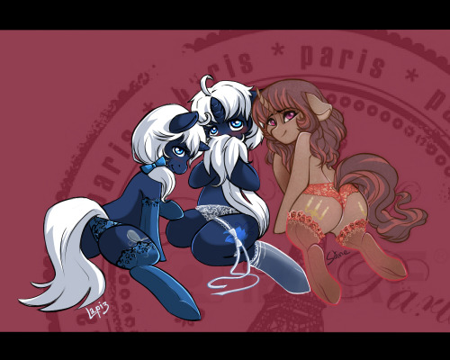 ask-poison-joke:  ~ ”  à la française ” ~ Little Collab with my friend Satine ^^ It was really really cool to draw that with you mademoiselle coupine X3 Grrr.. Lapiz you are lucky TuT  Eee~! <3