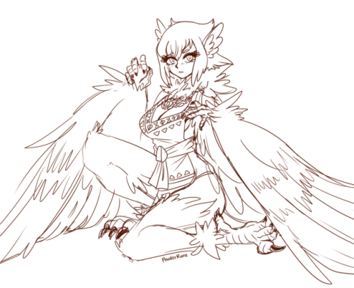 powderrune: Been feverishly sketching a new OC! Her name is Calypso and she’s a harpy who&rsqu