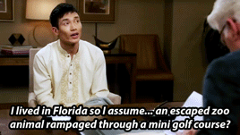 orarewedancing:Jason, also known as Florida Man || The Good Place - Season 1 Gag Reel [x]
