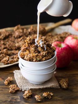 sweetoothgirl:  Caramelized Apple Cinnamon Cluster Granola  