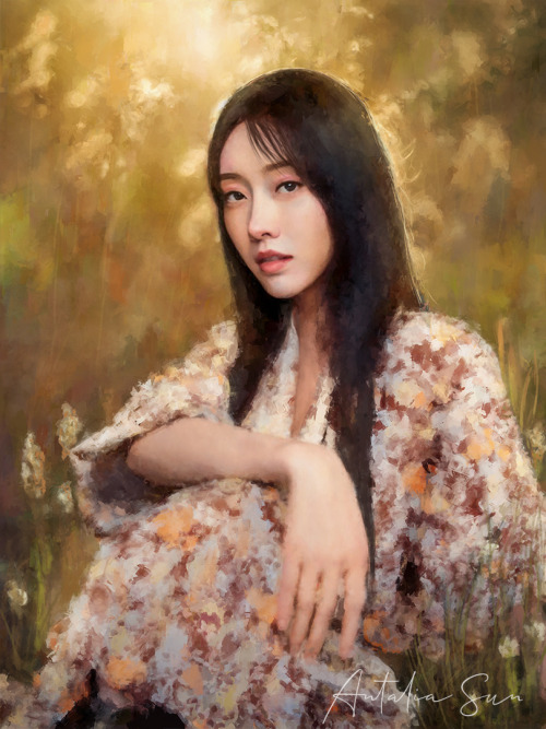 Artwork of the gorgeous actress Xuan Lu.This time I used softer brushes around the skin. I&rsquo;m s