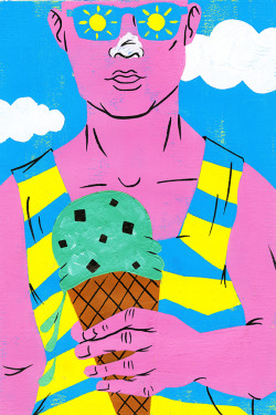 kevinwhippleillustration:  SUMMER = SUNBURN AND ICE CREAM 