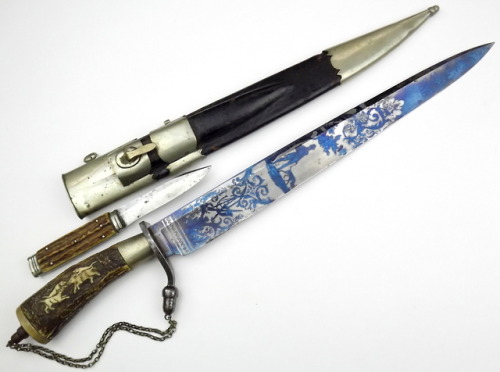 German hunting knife with antler grips, 19th century.from Sofe Design Auctions