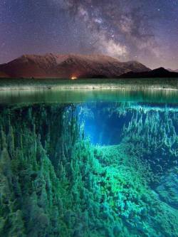 the-wolf-and-moon:  Milky Way Above The River