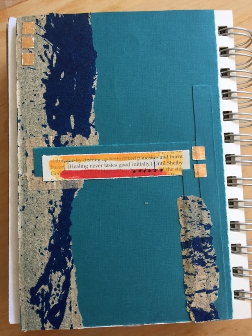 “healing”, art journal, 2018 matls: found/collected paper, copper gilding foil [image: an art journa