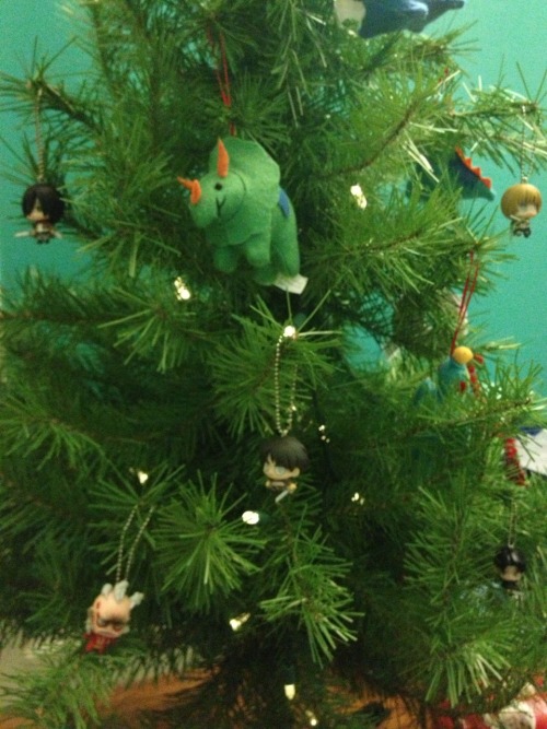 My Christmas tree is Attack on Titan, and robots and dinosaurs YEAH