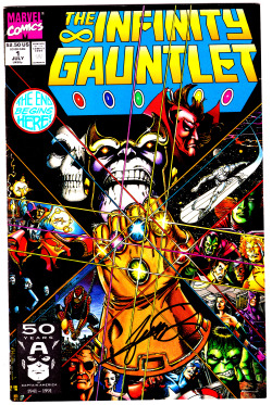 jthenr-comics-vault:  jthenr-comics-vault:   Infinity Gauntlet #1 (July 1991)Cover Art by George PerezSigned by George Perez   Like you didn’t see this coming. Yes, my most prized comic (not for monetary reasons but purely sentimental ones) is issue