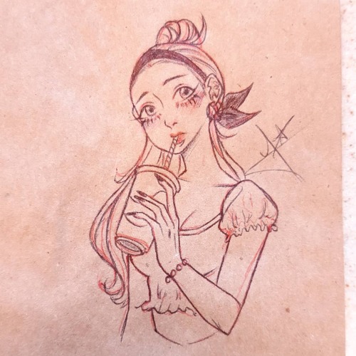 Drinking Soda Pop~! #draw #drawing #sketch #doodle #girl #drinkingsodapop #80sstyle #KiraArt #MyStyl