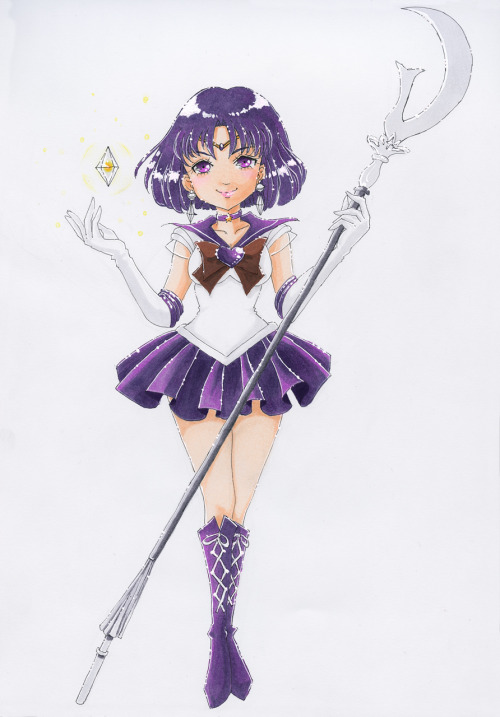 galaxiagorgeous:Sailor Saturn, the Soldier of Death and Rebirth, holding a Star Seed. I rarely draw 