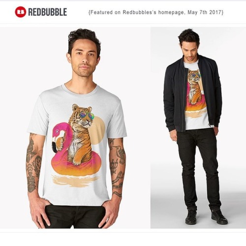 My work, Chillin (Flamingo Tiger) has been chosen for a feature on Redbubble’s homepage. (May 7th 20