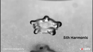 zerostatereflex:  Scientists used a powerful acoustic field to float a liquid droplet