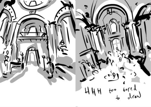 I don’t know if these are remotely legible, but here’s some interior studies.