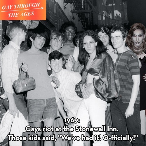 Never forget: Stonewall was a fucking police riot, and resistance was led by POC trans women such as Marsha P. Jones and Sylvia Rivera or POC gender non-conforming people such as Stormé DeLarverie.  We are the Stonewall girls We wear our hair in curls