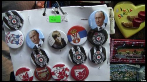 Souvenir shops in Belgrade have something new to offer: mugs, T-shirts, and fridge magnets of Vladim