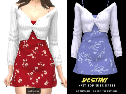 Includes 4 items:Destiny Knit Top with Dress (35 swatches + 28 knit top swatches) [ DOWNLOAD ] ;Chey