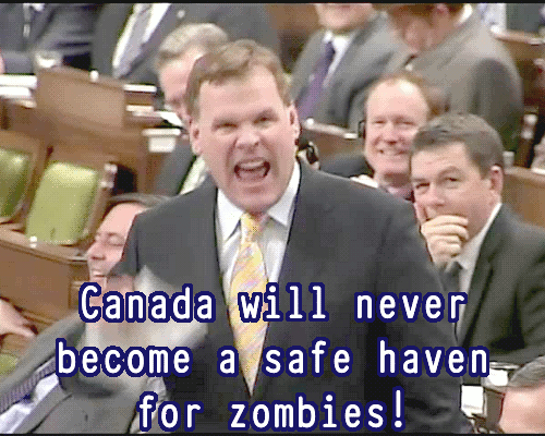 shithowdy:  dracoto:  thefemaletyrant:  wildunicornherd:  atopfourthwall:  mad-scientist-hououin:  smartaleckette:  February 13, 2013 - the day Canada’s Parliament debated the zombie apocalypse. (x)  Canada, the only nation discussing the most important